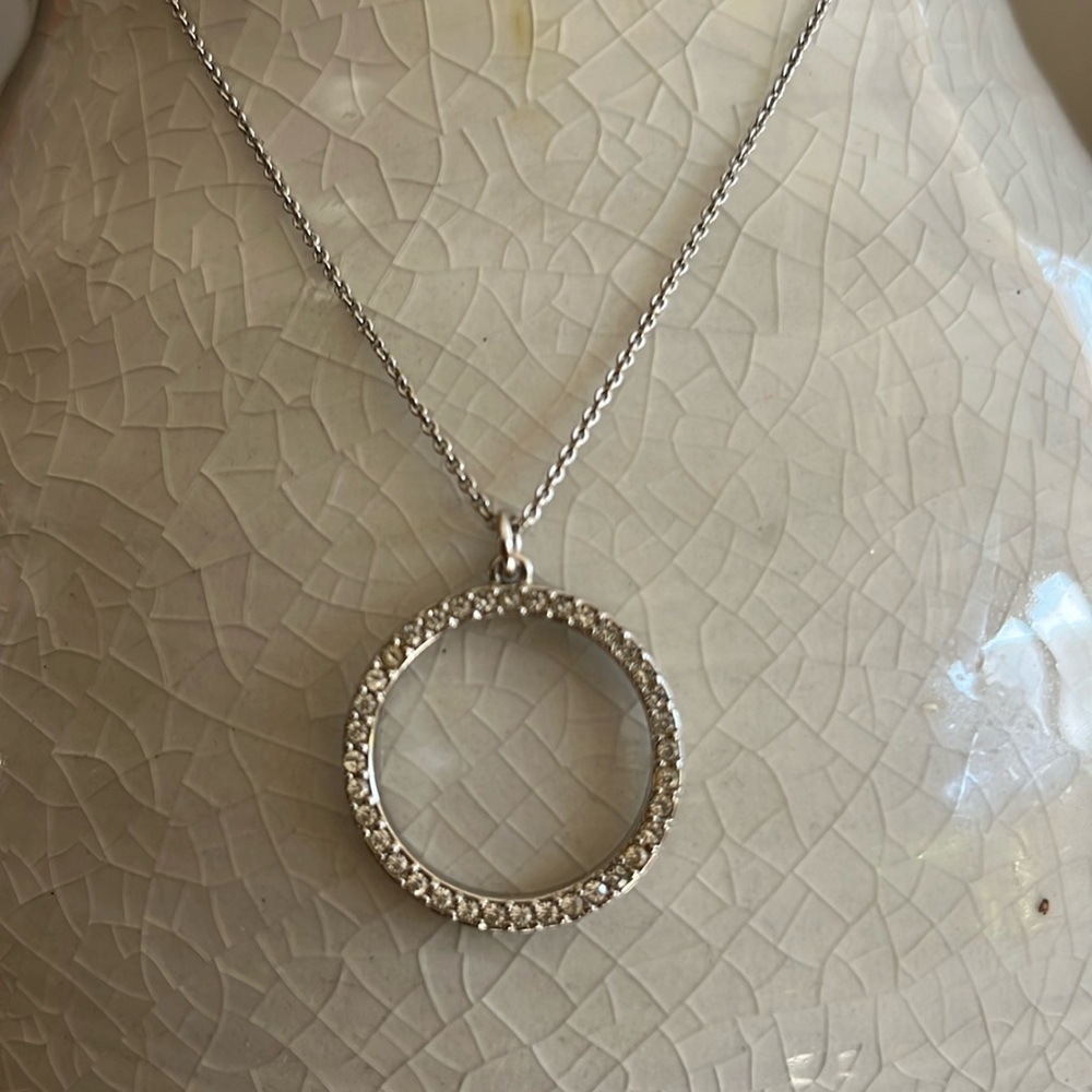 Vince Camuto Eternity Circle Crystal Silver-tone Pendant Necklace